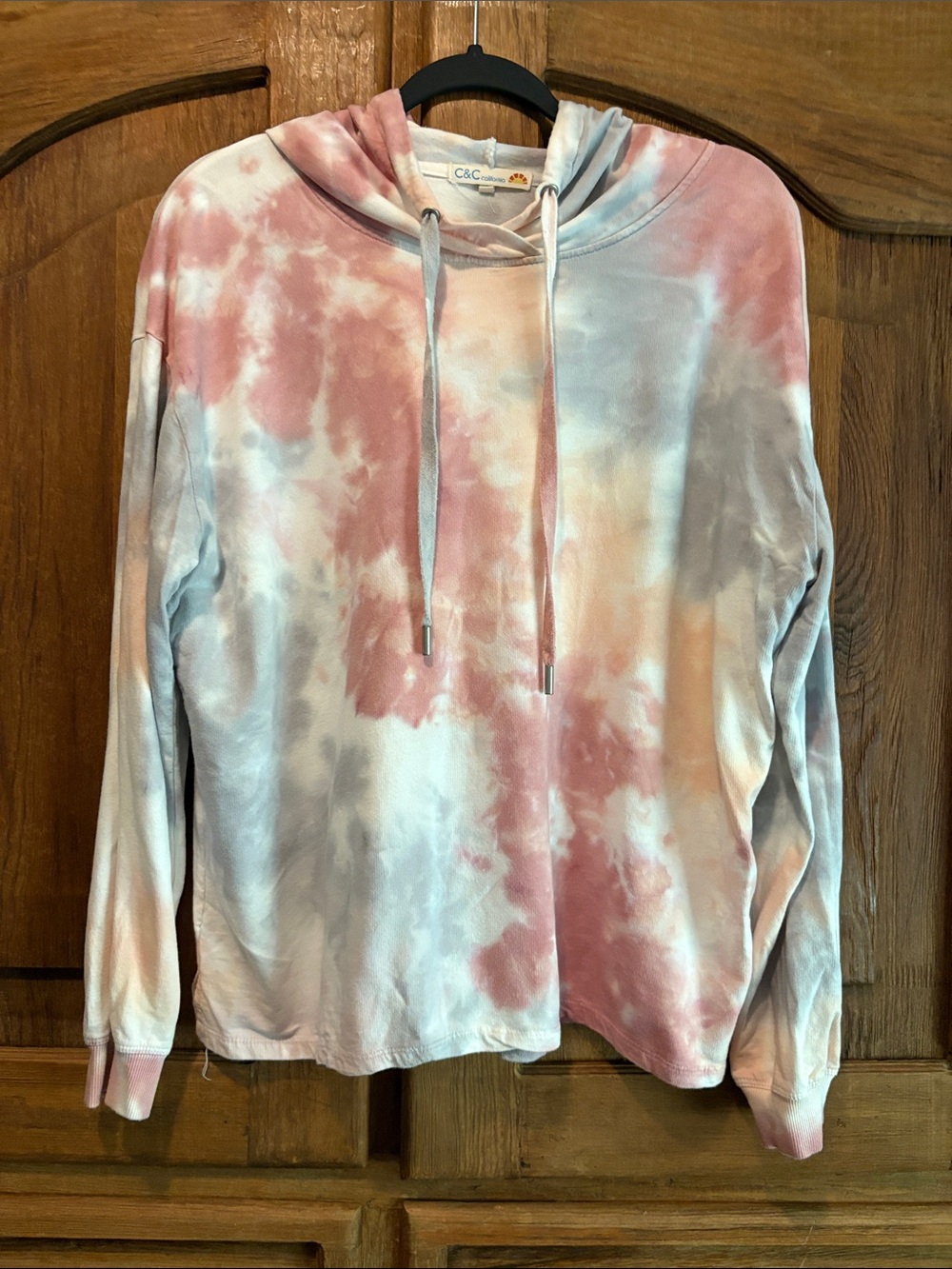 C&C California Pink, White & Gray Tie-Dye Hoodie